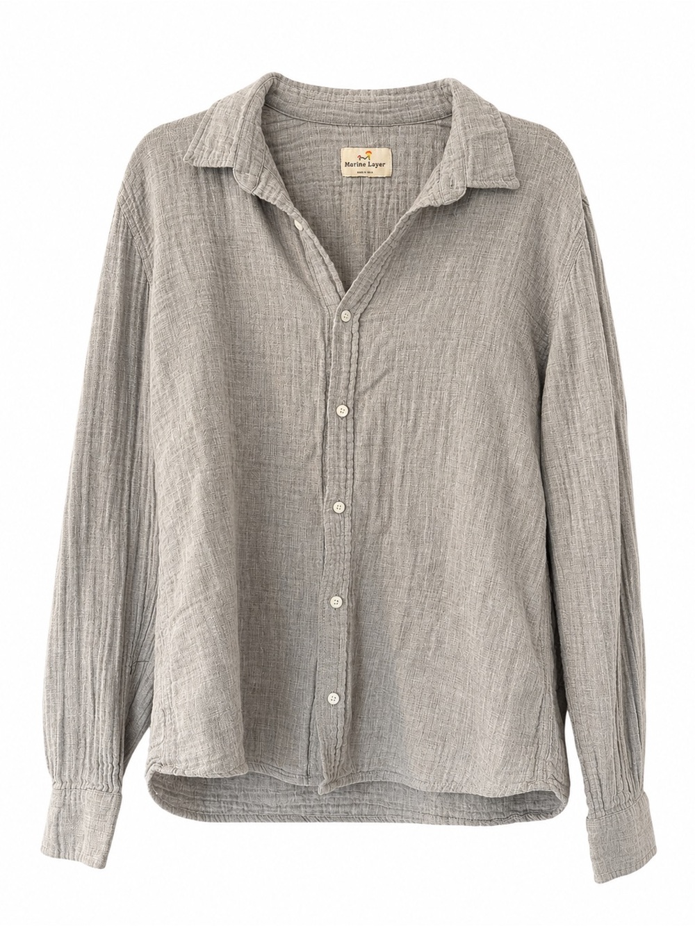 Men's Marine Layer Grey Button-Up Textured Shirt
